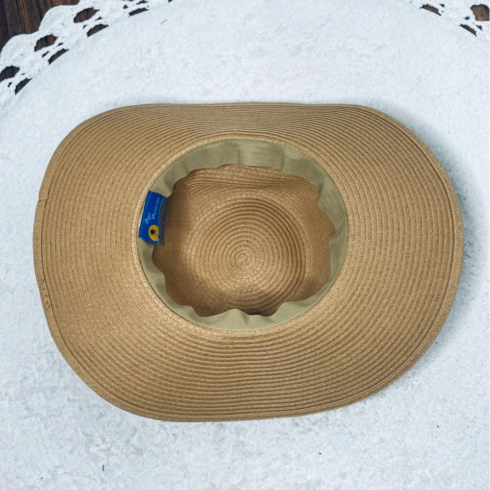 Royal Resortwear woven beaded turquoise and wood leather lace Sun hat for Sumner